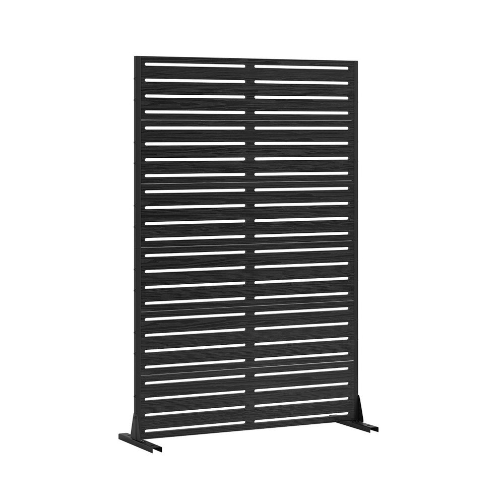 72" Black Striped Steel Six Panel Outdoor Privacy Screen — view 2