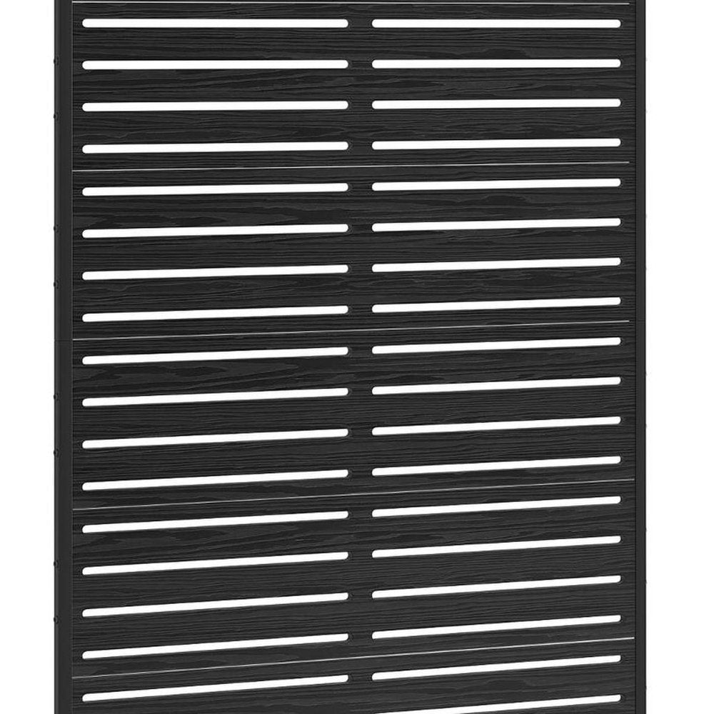 72" Black Striped Steel Six Panel Outdoor Privacy Screen — view 3