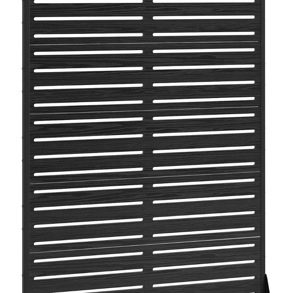 72" Black Striped Steel Six Panel Outdoor Privacy Screen HomeRoots