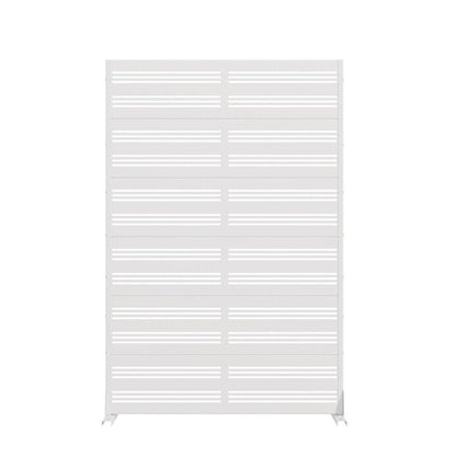 72" White Striped Steel Six Panel Outdoor Privacy Screen HomeRoots