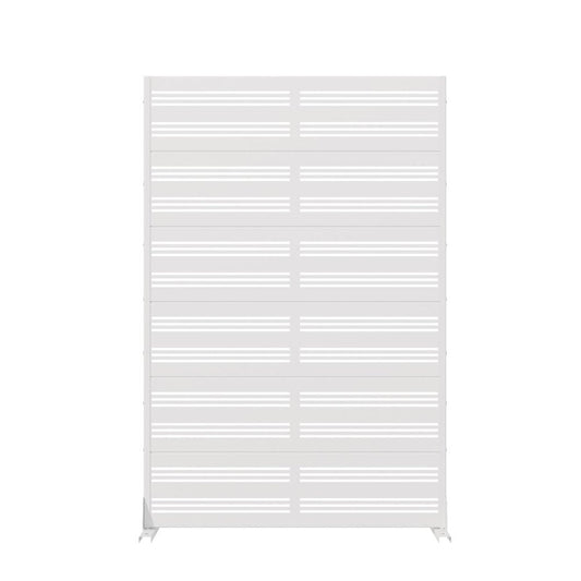 72" White Striped Steel Six Panel Outdoor Privacy Screen