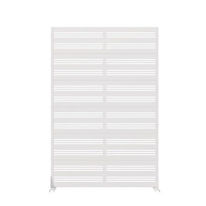 72" White Striped Steel Six Panel Outdoor Privacy Screen HomeRoots