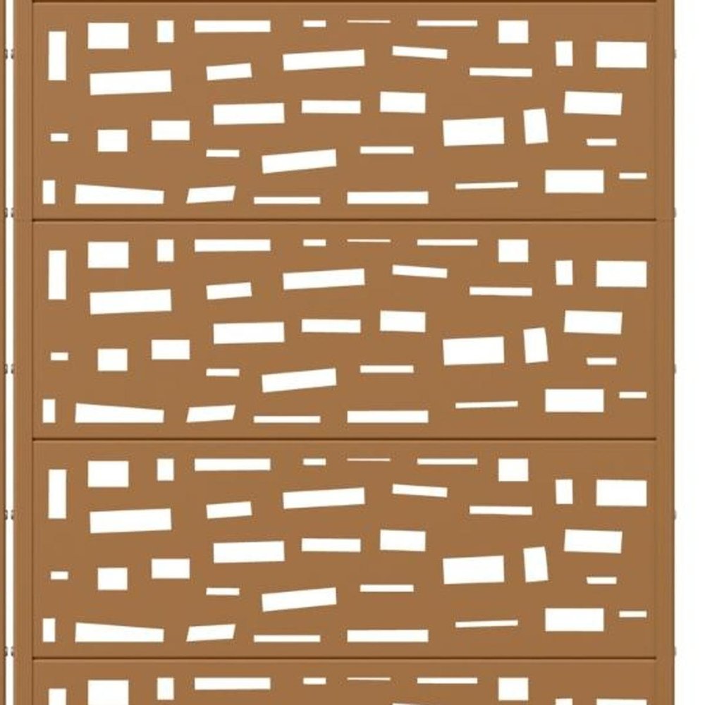 Set Of Two Brown Abstract Geometric Steel 12 Outdoor Privacy Screen — view 2