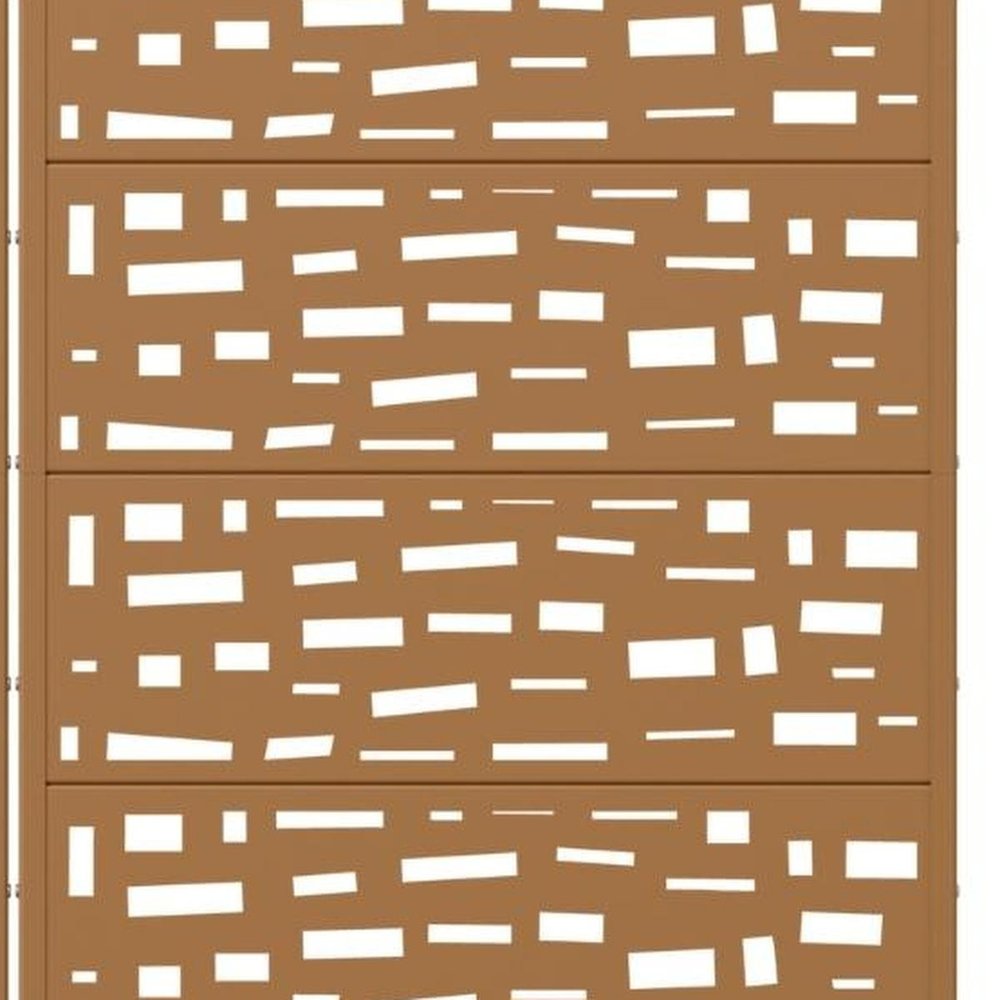 Set Of Two Brown Abstract Geometric Steel 12 Outdoor Privacy Screen HomeRoots