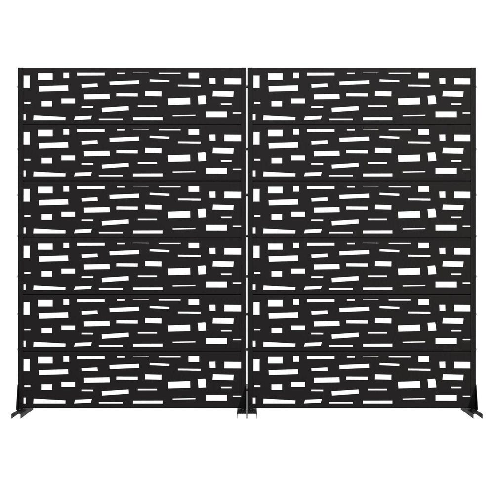 Set Of Two Black Abstract Geometric Steel 12 Outdoor Privacy Screen — view 4