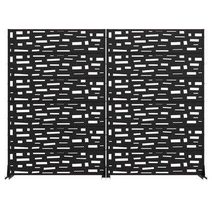 Set Of Two Black Abstract Geometric Steel 12 Outdoor Privacy Screen HomeRoots