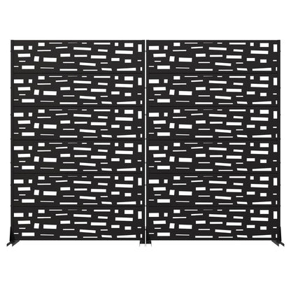 Set Of Two Black Abstract Geometric Steel 12 Outdoor Privacy Screen HomeRoots