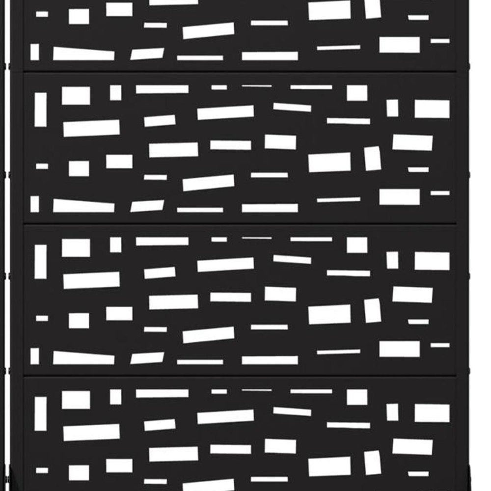 Set Of Two Black Abstract Geometric Steel 12 Outdoor Privacy Screen HomeRoots