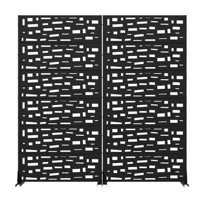 Set Of Two Black Abstract Geometric Steel 12 Outdoor Privacy Screen HomeRoots