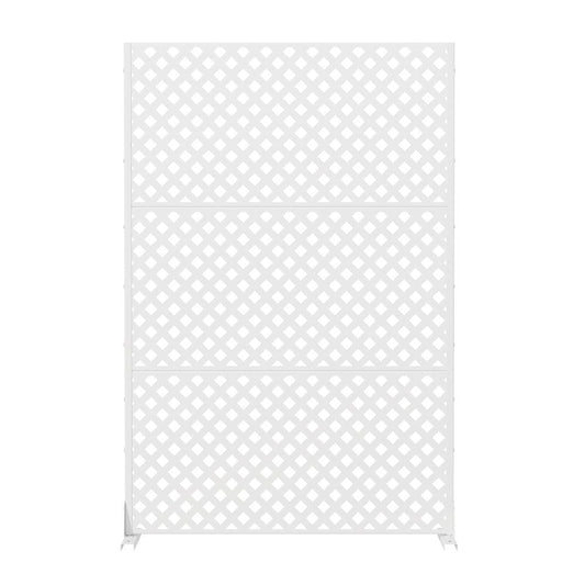 72" White Diamond Steel Three Panel Outdoor Privacy Screen