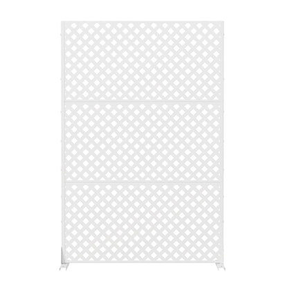 72" White Diamond Steel Three Panel Outdoor Privacy Screen HomeRoots