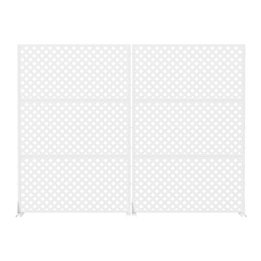 72" White Diamond Steel Six Panel Outdoor Privacy Screen