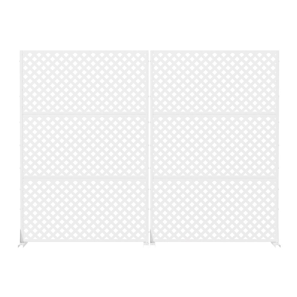 72" White Diamond Steel Six Panel Outdoor Privacy Screen — view 1