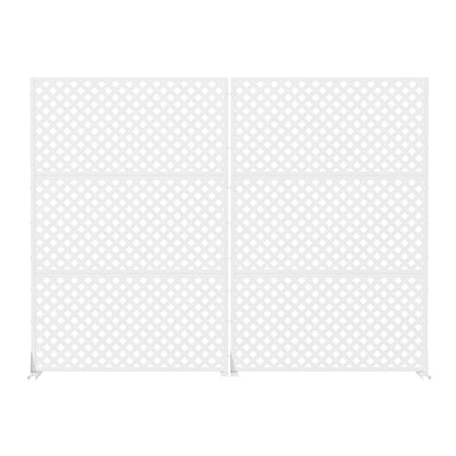 72" White Diamond Steel Six Panel Outdoor Privacy Screen HomeRoots