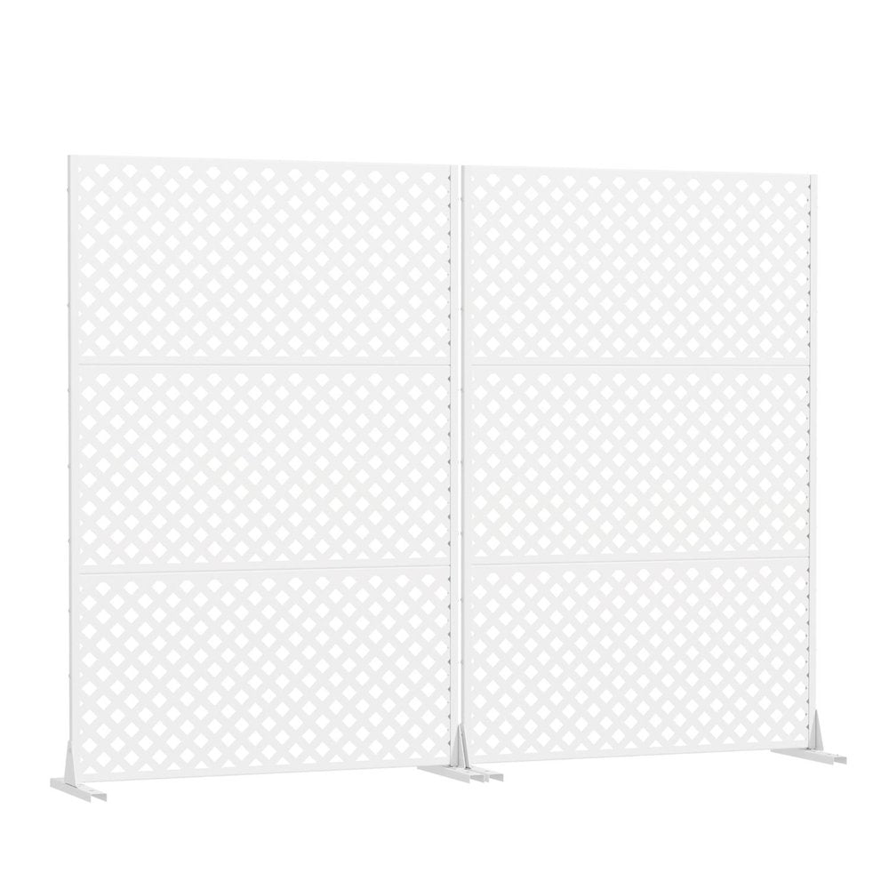 72" White Diamond Steel Six Panel Outdoor Privacy Screen — view 2