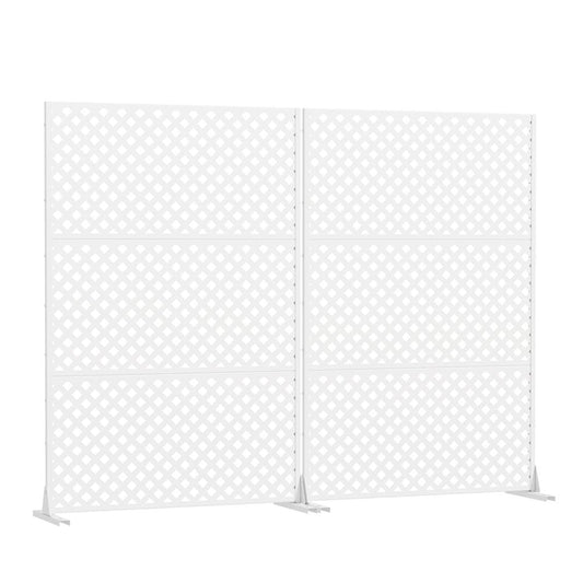 72" White Diamond Steel Six Panel Outdoor Privacy Screen