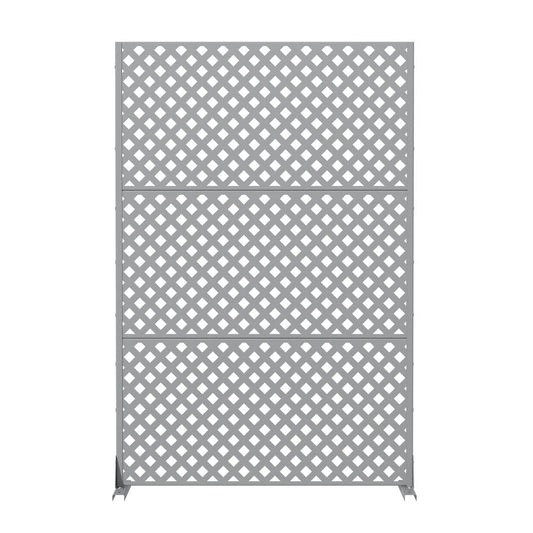 72" Gray Diamond Steel Three Panel Outdoor Privacy Screen