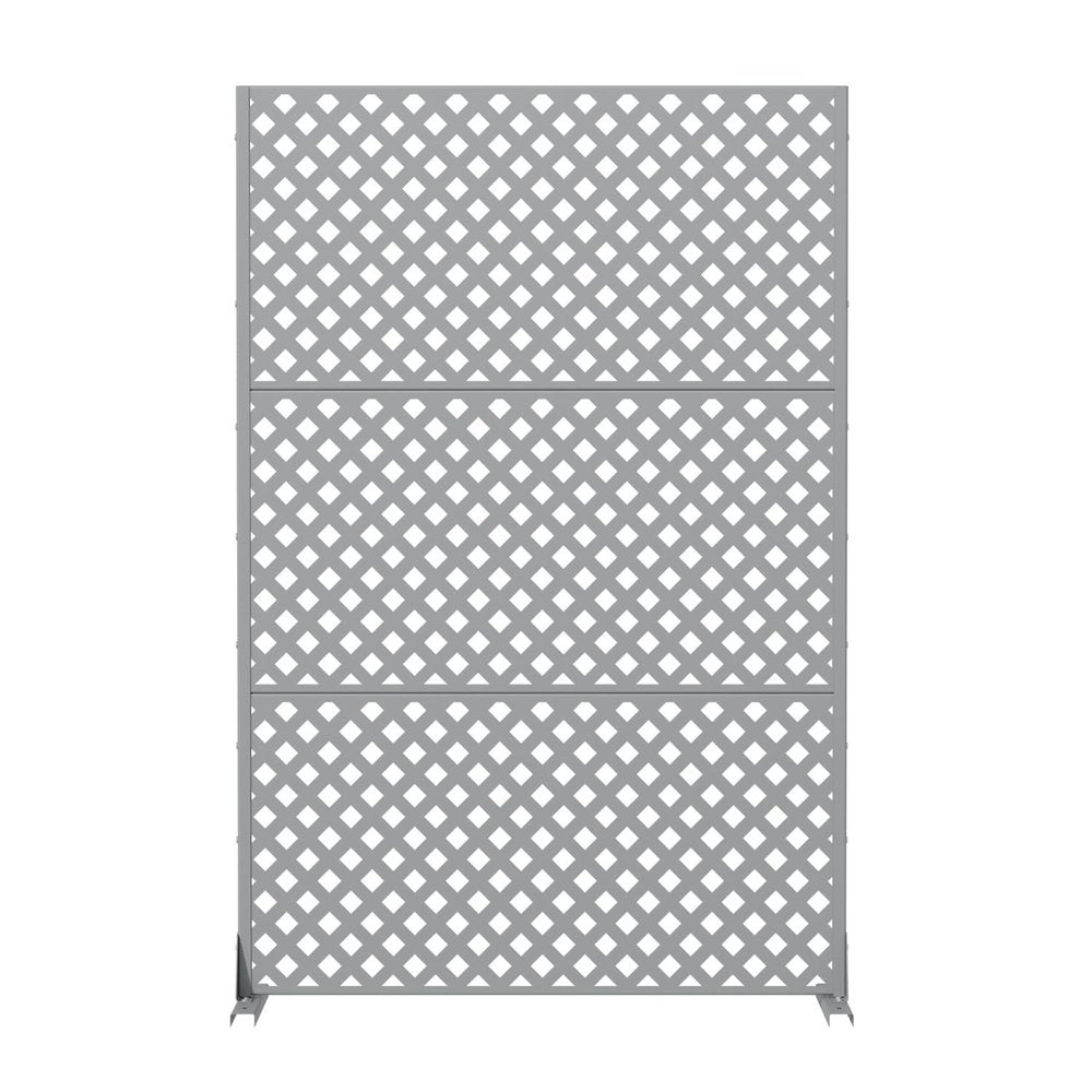72" Gray Diamond Steel Three Panel Outdoor Privacy Screen — view 1