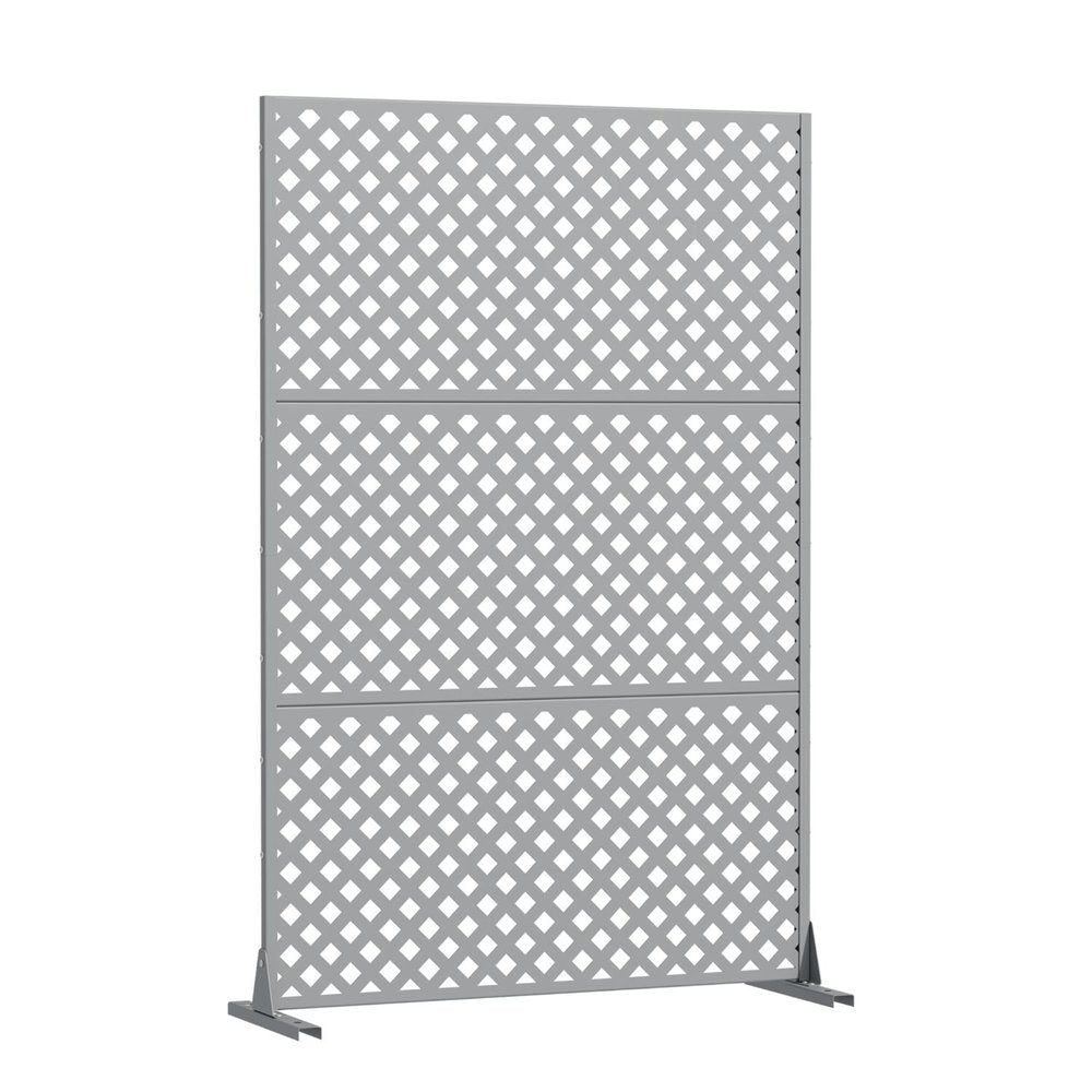 72" Gray Diamond Steel Three Panel Outdoor Privacy Screen HomeRoots