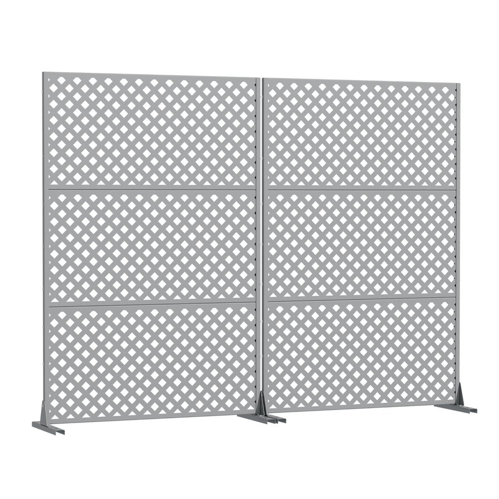 72" Gray Diamond Steel Six Panel Outdoor Privacy Screen — view 2