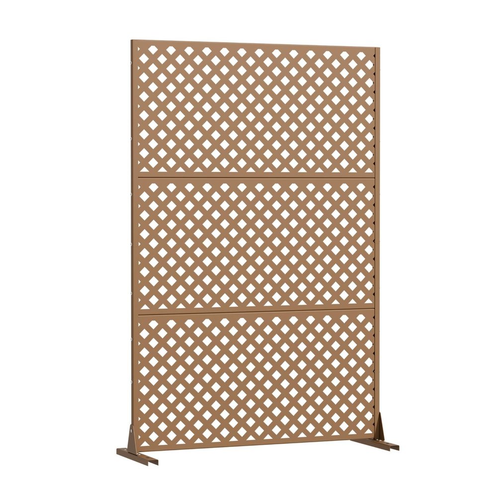 72" Brown Diamond Steel Three Panel Outdoor Privacy Screen HomeRoots