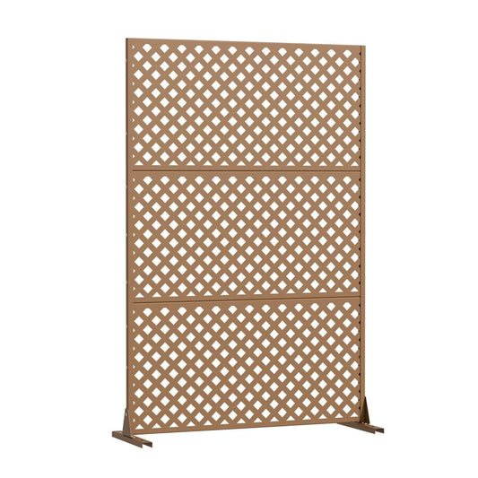 72" Brown Diamond Steel Three Panel Outdoor Privacy Screen