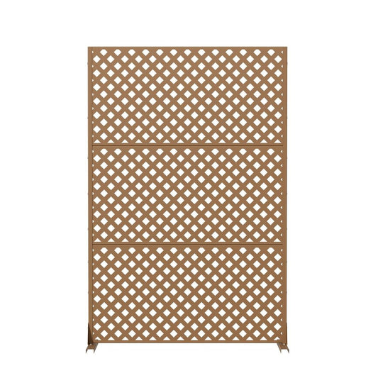 72" Brown Diamond Steel Three Panel Outdoor Privacy Screen
