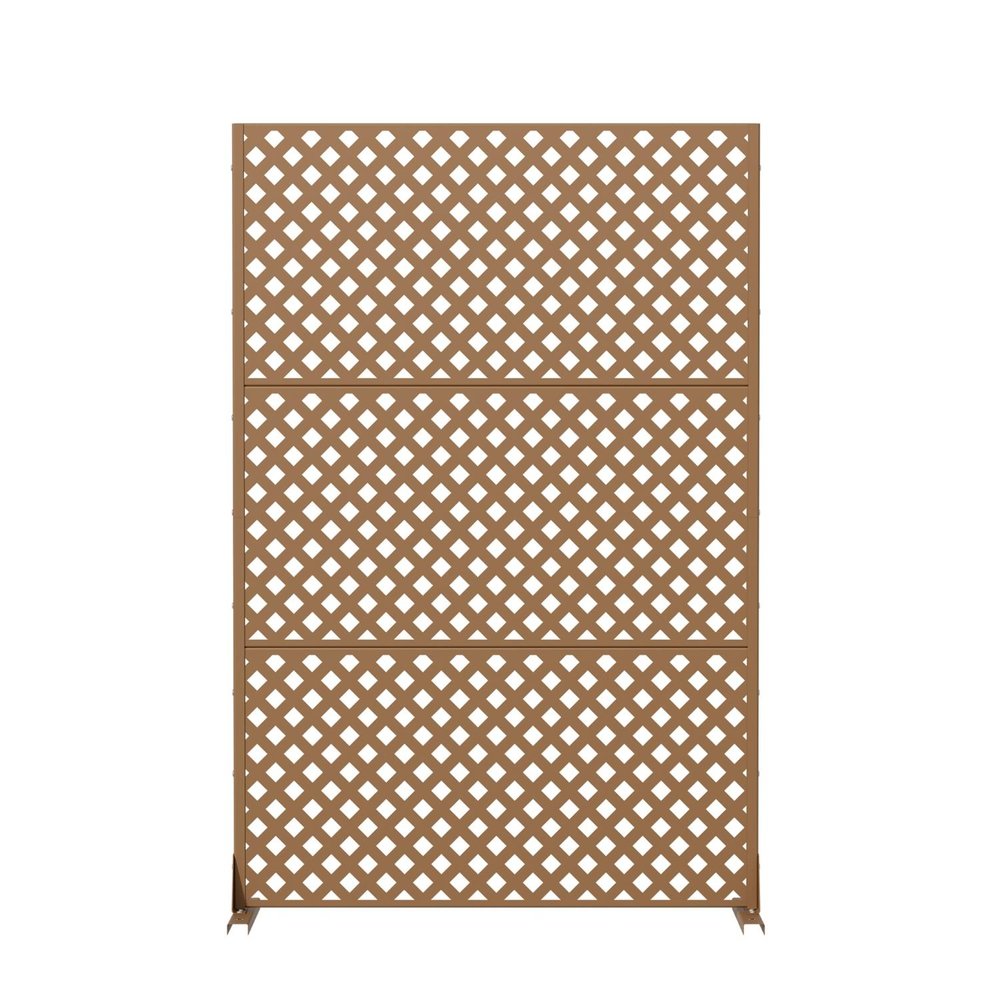 72" Brown Diamond Steel Three Panel Outdoor Privacy Screen HomeRoots