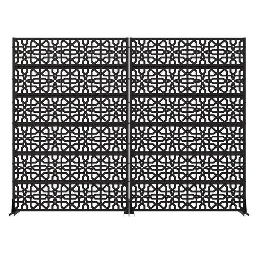 Set Of Two Black Moroccan Steel 12 Outdoor Privacy Screen