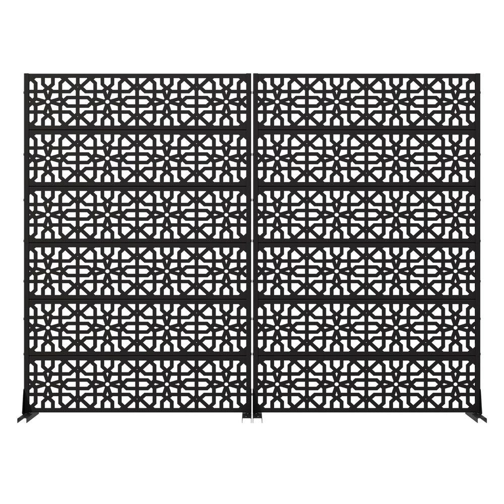 Set Of Two Black Moroccan Steel 12 Outdoor Privacy Screen — view 1