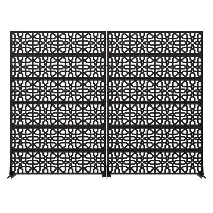 Set Of Two Black Moroccan Steel 12 Outdoor Privacy Screen HomeRoots
