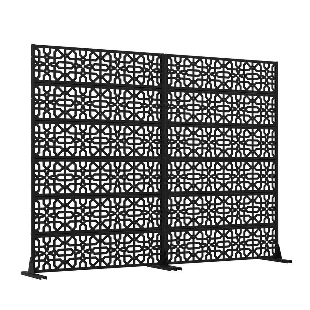 Set Of Two Black Moroccan Steel 12 Outdoor Privacy Screen HomeRoots