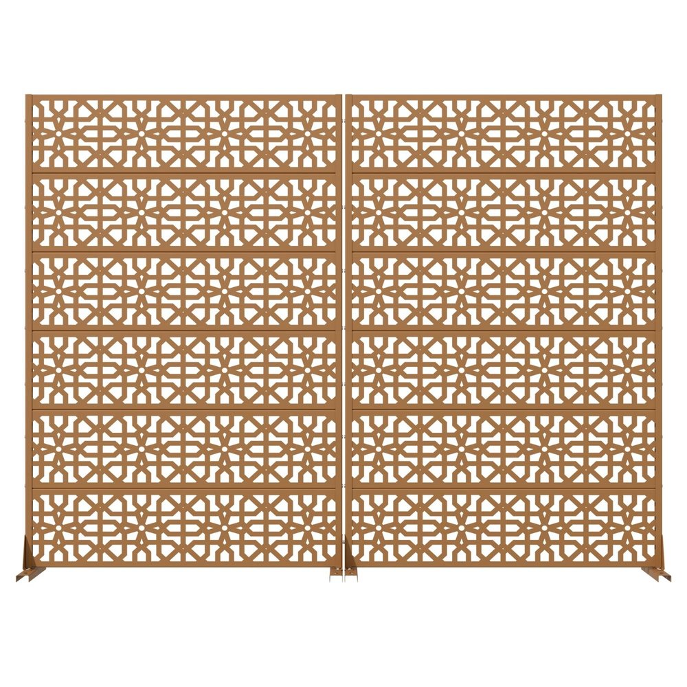 Set Of Two Brown Moroccan Steel 12 Outdoor Privacy Screen — view 1