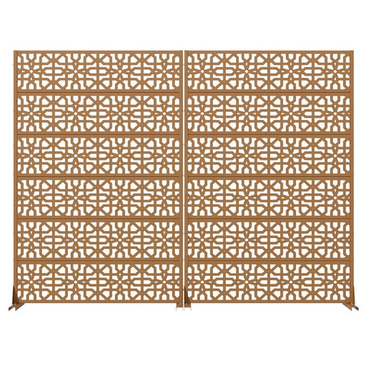 Set Of Two Brown Moroccan Steel 12 Outdoor Privacy Screen