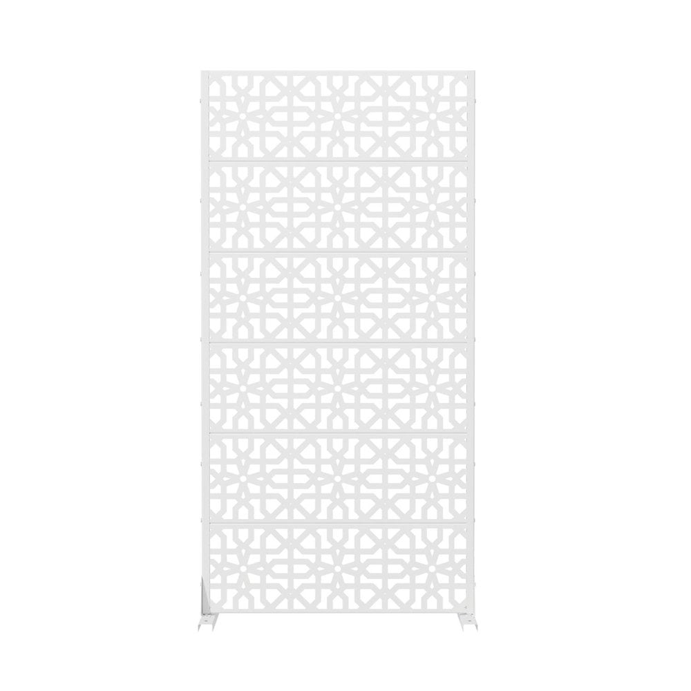 72" White Moroccan Steel Six Panel Outdoor Privacy Screen HomeRoots
