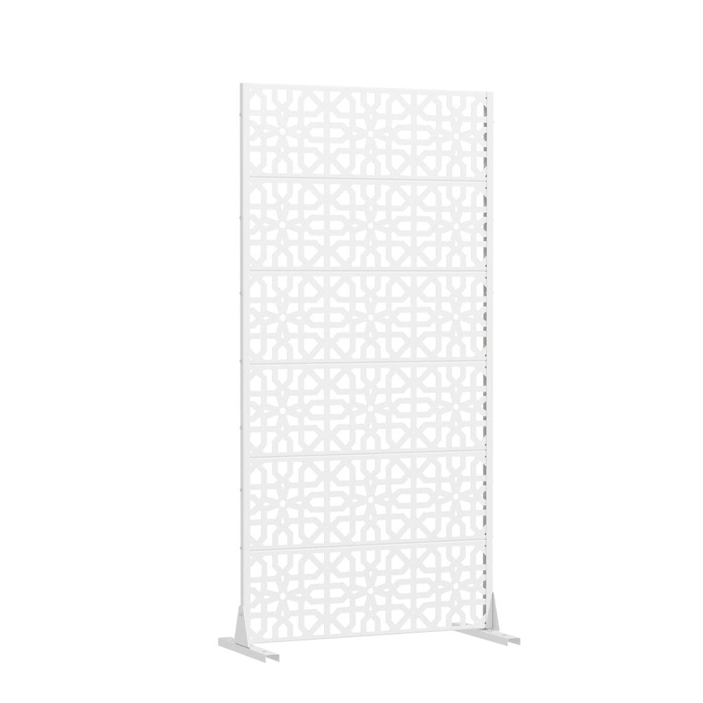 72" White Moroccan Steel Six Panel Outdoor Privacy Screen — view 2
