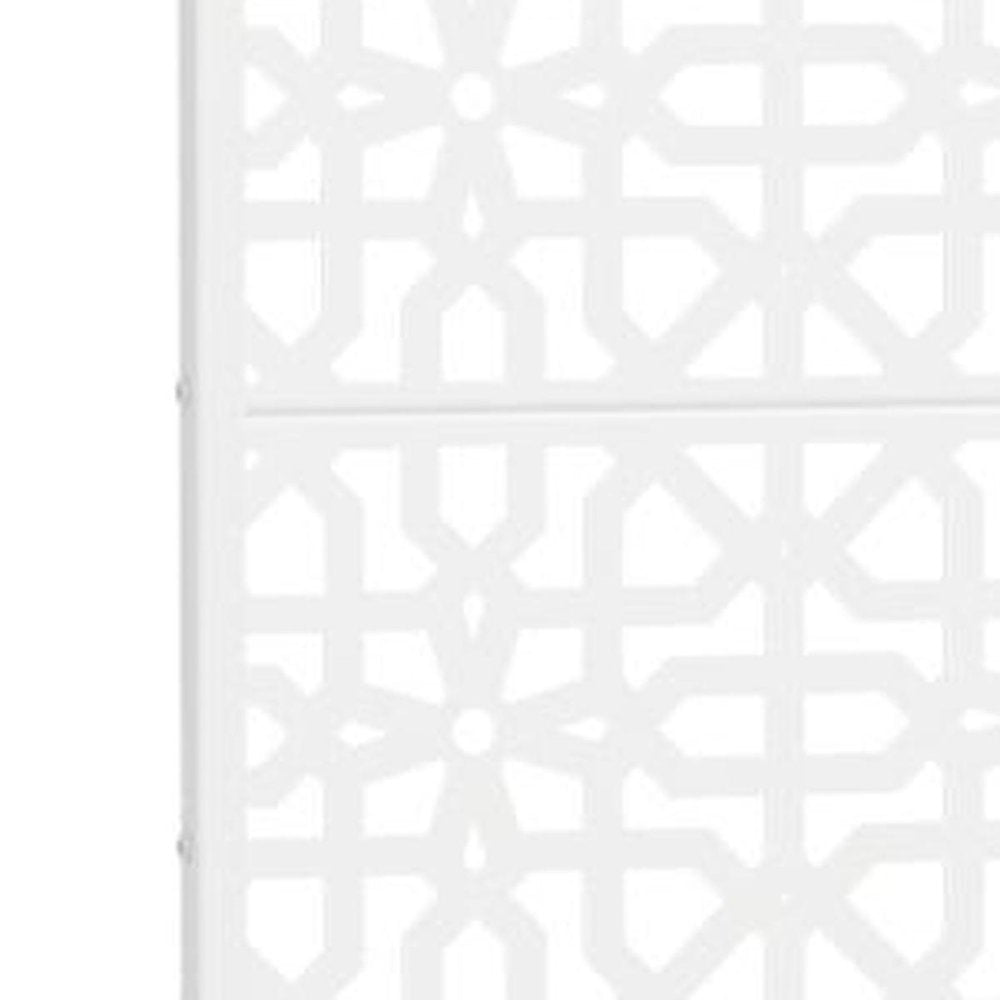 Set Of Two White Moroccan Steel 12 Outdoor Privacy Screen — view 3
