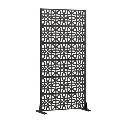 72" Black Moroccan Steel Six Panel Outdoor Privacy Screen HomeRoots