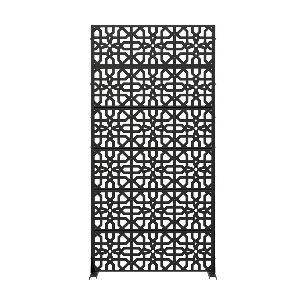 72" Black Moroccan Steel Six Panel Outdoor Privacy Screen HomeRoots