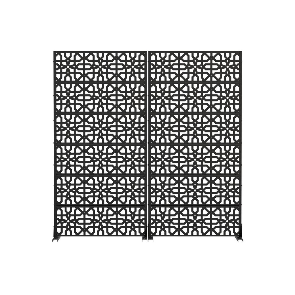 Set Of Two Black Moroccan Steel 12 Outdoor Privacy Screen — view 2