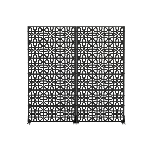 Set Of Two Black Moroccan Steel 12 Outdoor Privacy Screen