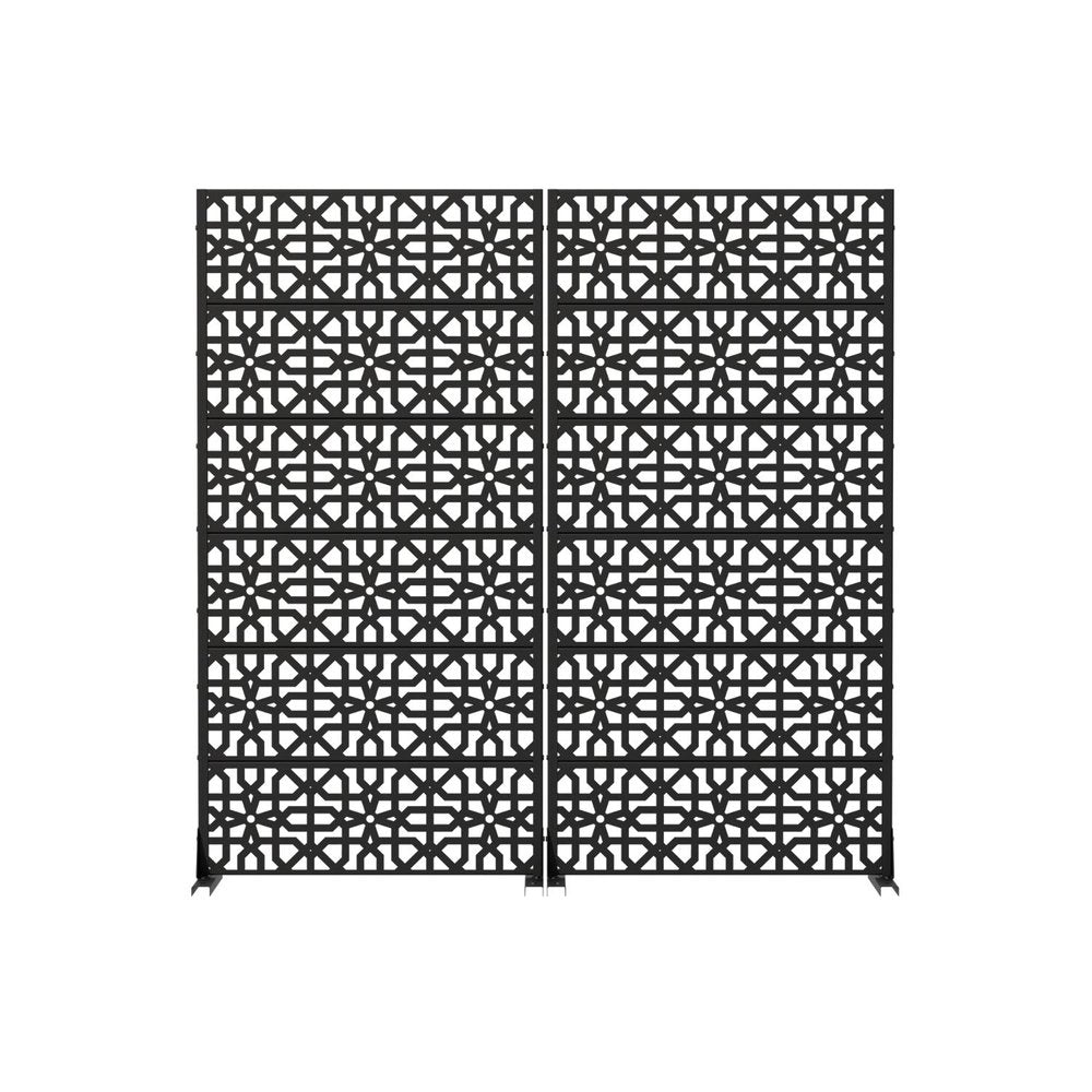Set Of Two Black Moroccan Steel 12 Outdoor Privacy Screen HomeRoots