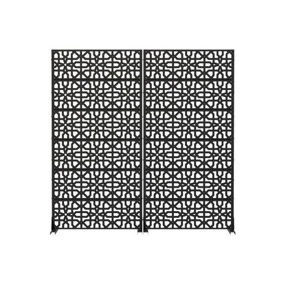 Set Of Two Black Moroccan Steel 12 Outdoor Privacy Screen HomeRoots