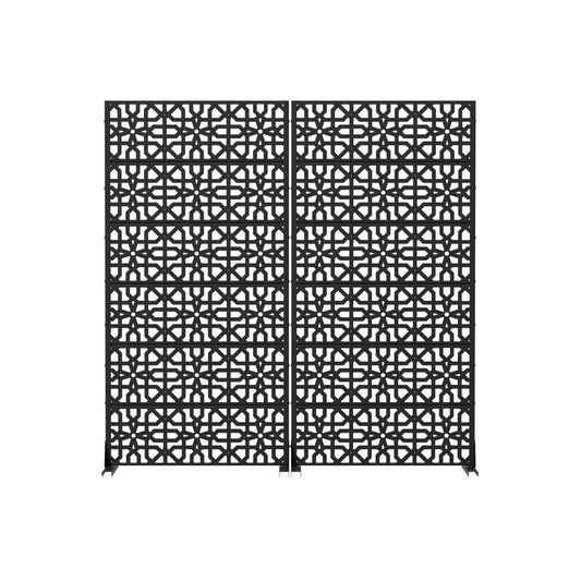 Set Of Two Black Moroccan Steel 12 Outdoor Privacy Screen