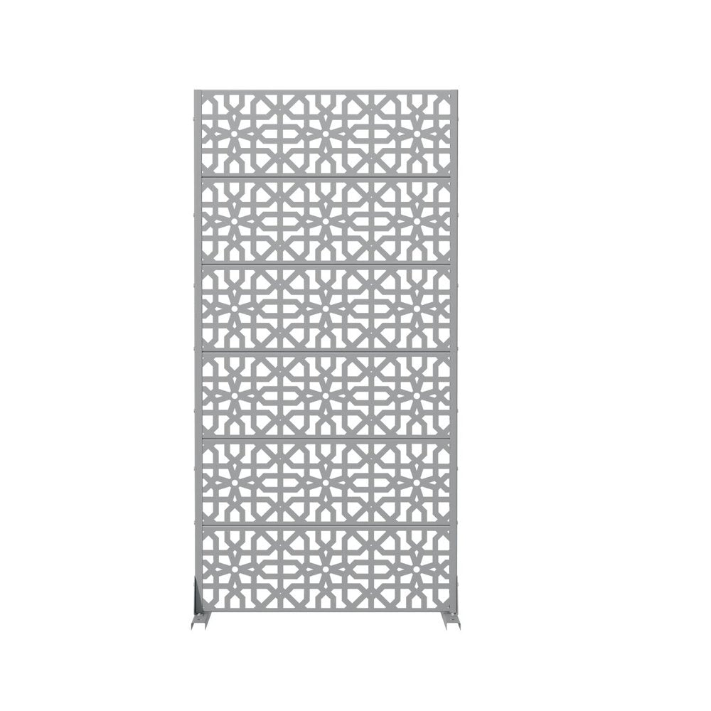 72" Gray Moroccan Steel Six Panel Outdoor Privacy Screen — view 1