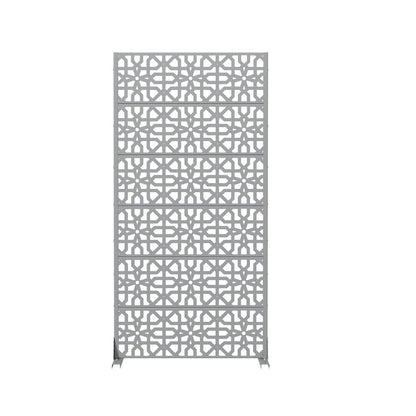 72" Gray Moroccan Steel Six Panel Outdoor Privacy Screen HomeRoots