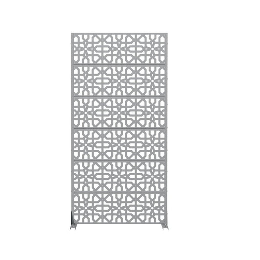 72" Gray Moroccan Steel Six Panel Outdoor Privacy Screen