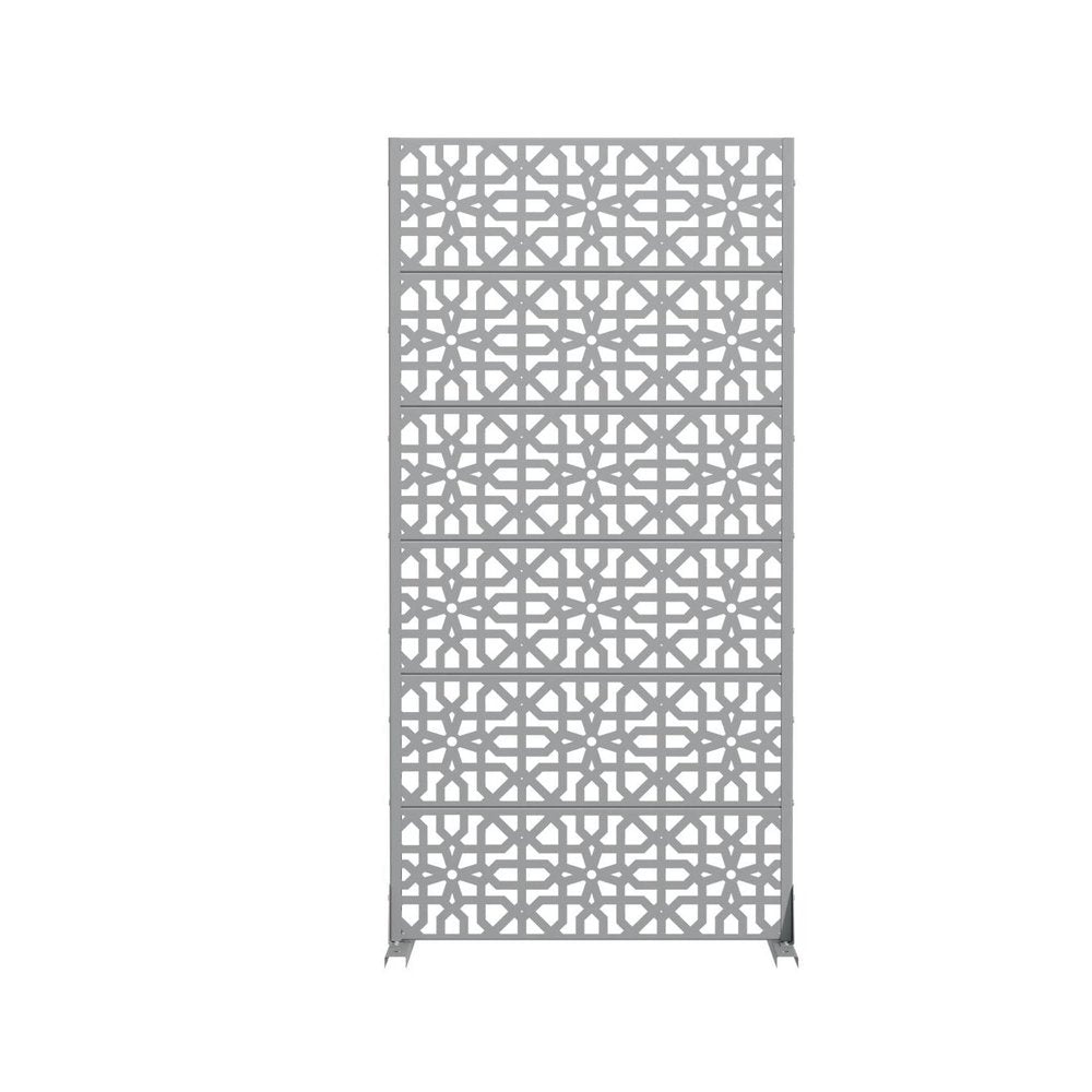 72" Gray Moroccan Steel Six Panel Outdoor Privacy Screen HomeRoots