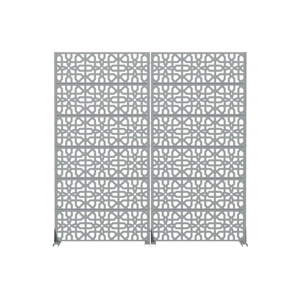 Set Of Two Gray Moroccan Steel 12 Outdoor Privacy Screen — view 1