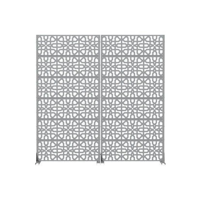 Set Of Two Gray Moroccan Steel 12 Outdoor Privacy Screen HomeRoots